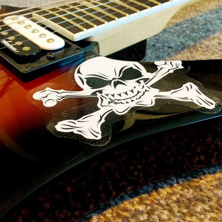 Self adhesive guitar and guitar case stickers Six String Stickers