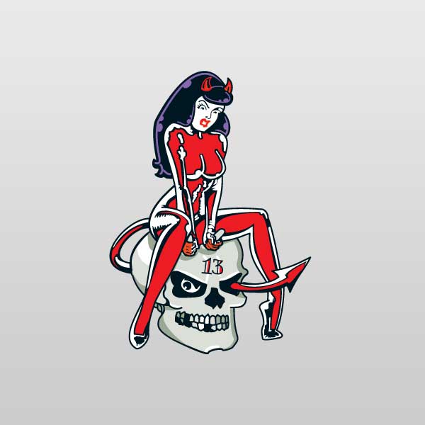 Lady Devil Skull Rider Guitar Sticker